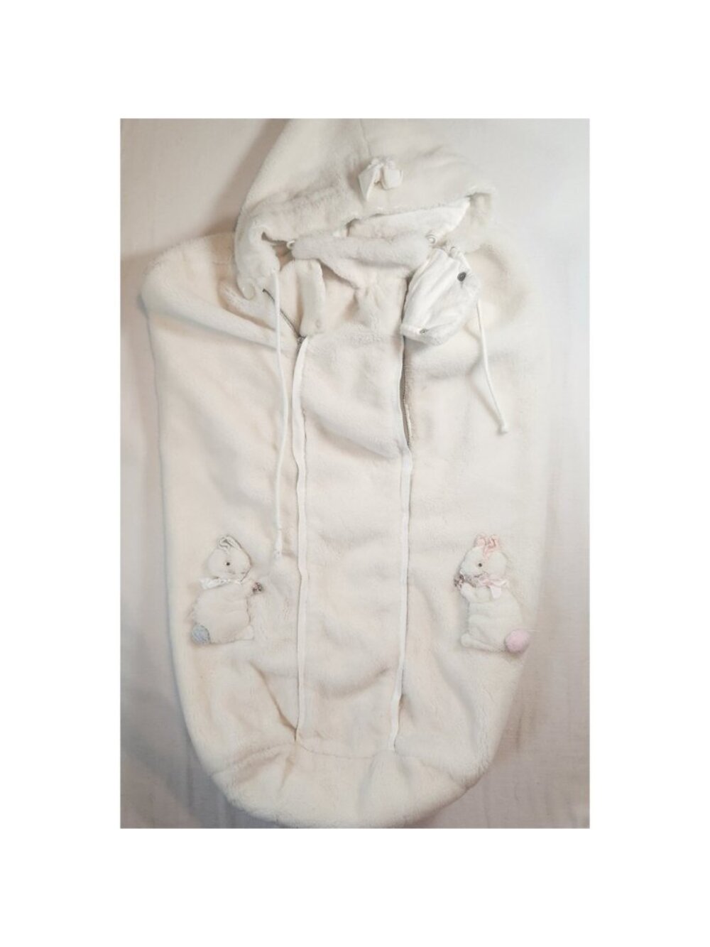 Vintage Lacasse Fiset Quebec‎ Baby Bunting Bag Faux Fur Bunny Cream Sleep Sack